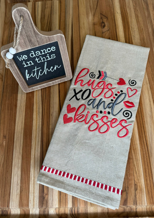 Hugs and Kisses Tea Towel