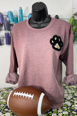 Fringe Paw Print Crewneck