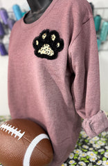 Fringe Paw Print Crewneck