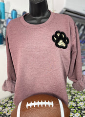 Fringe Paw Print Crewneck