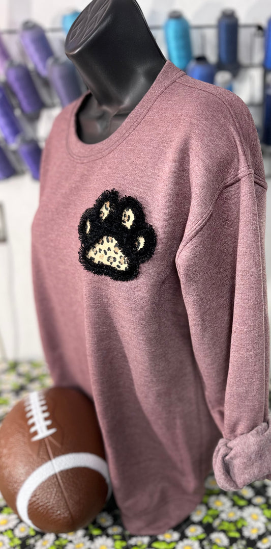 Fringe Paw Print Crewneck