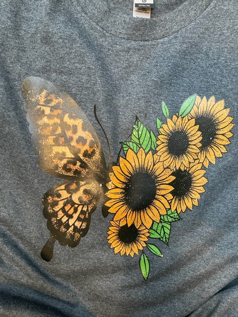 Butterfly and sunflowers